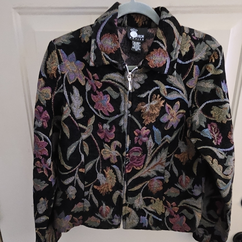 Vintage First Option Petite Jacket Blazer. 6 Petite Floral Tapestry.